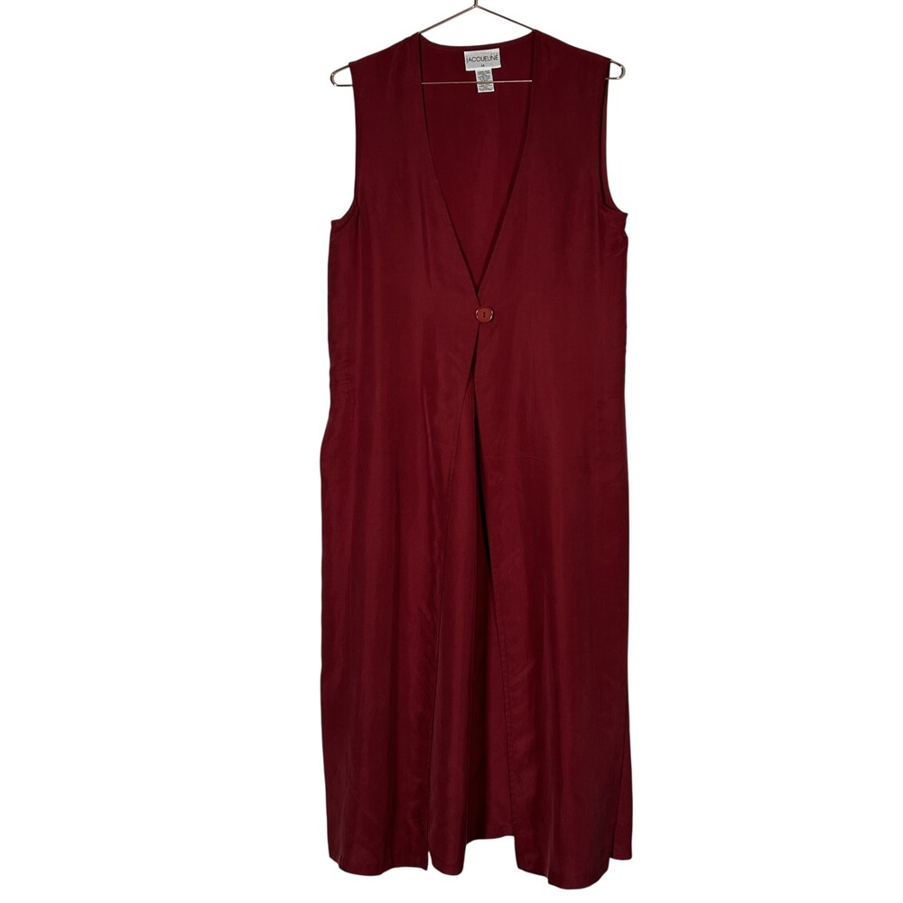 Jacqueline Burgundy Pure Silk Long Vest